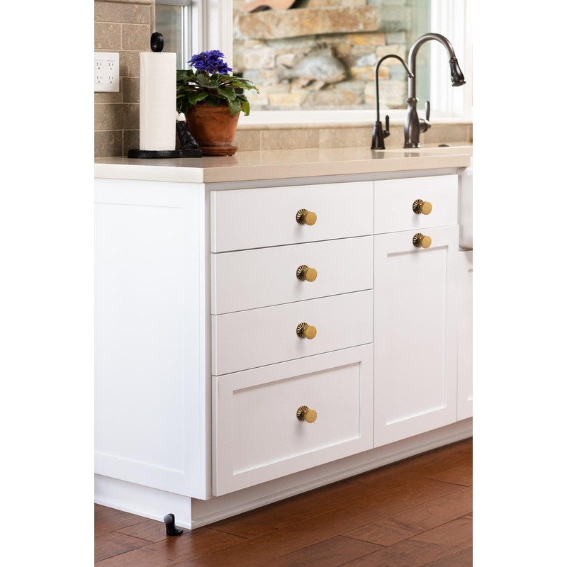 Goo-Ki 6 Pack Cabinet Knobs Antique Brass Drawer Knobs with