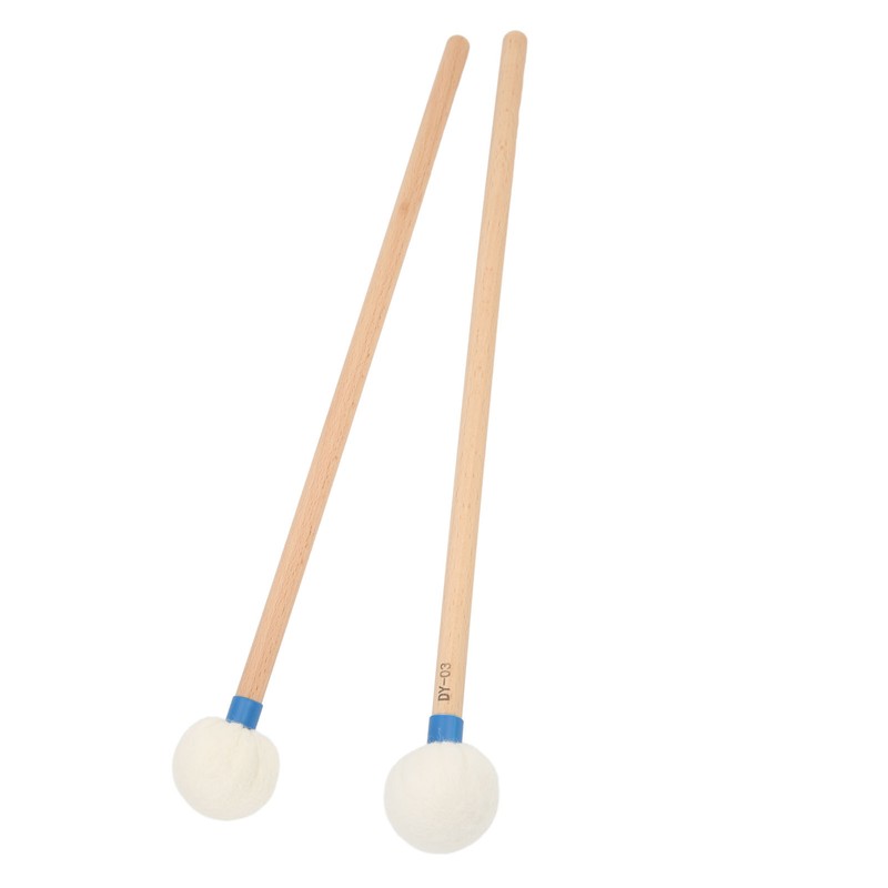 2Pcs Drum Mallet Felt Head Wooden Handle Non Slip Instrument