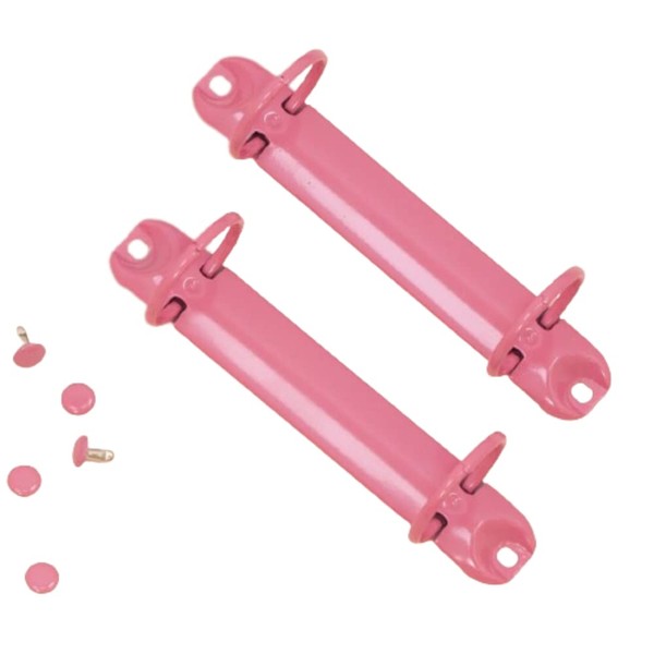 Craftelier - Kit of 2 Mechanisms for 2 Ring Binders | Size Approx. 12.2 cm (4.80") - Ring Diameter 3.17 cm (1.25") - Distance Between Rings 8 cm (4") | Includes 4 Fixing Brads | Bubblegum Colour