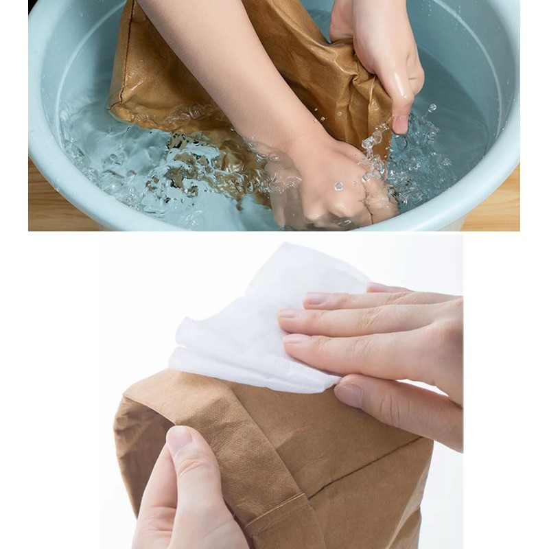 Bombinate Large Washed Craft Washable Storage Bag, Paper Brown, Food
