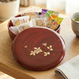Nakanishi-kougei 0011028 Wood Grain Japanese Sweetware 7.1 inches (18 cm), Red, Diameter 7.1 inches (18 cm) x Height 2.7 inches (6.8 cm)