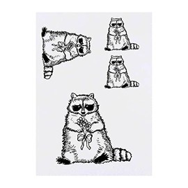 Azeeda 4 x 'Waschbär mit Blume' Temporäre Tattoos - Wasserfest, Hautfreundlich & Ungiftig · Transfers in Verschiedenen Größen (TO00051239)