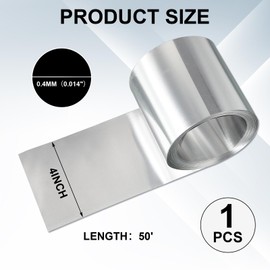 Ripeng 50 Feet 4'' x 50' x 0.0158'' Aluminum Flashing Roll Roof Flashing for Roof and Garden Preventing Roofing Stains Strip for Moss and Mildew Prevention (1 Roll)