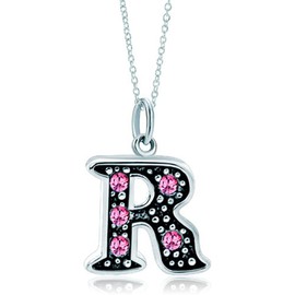 LovelyJewelry Pink Letter R Alphabet Initial Charms Bead Necklace Pendant