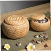 Roundsky Set of 2 Small Decorative Bamboo Baskets with Lid