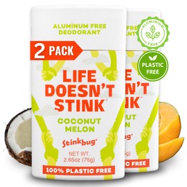 Natural Organic Deodorant Stick with Coconut Melon, Coconut Oil and Activated Charcoal, Aluminum Free Deodorant by Stinkbug Naturals, 2.65 Ounce, Pack of 2