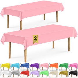 DecorRack 2 Rectangular Tablecloths BPA-Free Plastic, 54 x 108 inch, Dining Table Cloth, Rectangle Table Cover for Parties, Picnic, Camping and Outdoor, Disposable or Reusable, Light Pink (2 Pack)