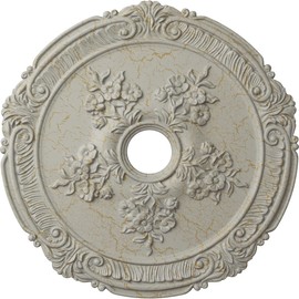 26"OD x 3 3/4"ID x 1 1/2"P Attica with Rose Ceiling Medallion (Fits Canopies up to 4 1/2"), Hand-Painted Pot of Cream Crackle