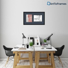 ArtToFrames Collage Photo Frame Double Mat with 1 - 8.5x11, 8x10 Openings and Satin Black Frame