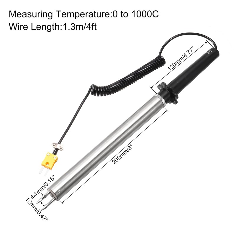 MECCANIXITY Surface Thermocouple Probe K Type Yellow Coiled Wire 0
