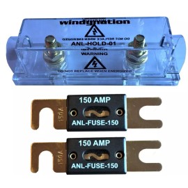 WindyNation ANL Fuse Holder Fuseholer + 2pcs ANL Fuses for Inverter, Car, Audio - 2pcs 250 amp