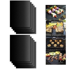 GJNMYSD | 10 PCS | 16" x 13" | Non-Stick BBQ & Baking Mat, Gas & Charcoal Grills - Reusable & Versatile,Heat Resistant Barbecue Sheets (Black)