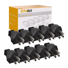 STARELO 10PCS Electrical Replacement Plug NEMA 5-15P Extension Cord Ends Black Shell 125V 15A 2Pole 3Wire.(Male)