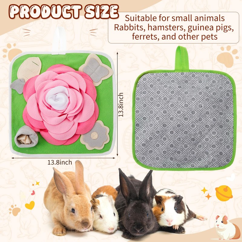 Yinkin 2 Pcs Rabbit Foraging Snuffle Mat for Small Animals