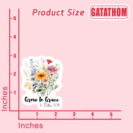 (3PCS) Grow in Grace 2 Peter 3:18 Sticker Inspirational Bible Verse Stickers, Faith Christian Sticker, Religious Sticker, Waterproof Vinyl Decal Decor Books Laptops Tumblers Water Bottles, 3" x 2.4 "