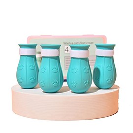 Gigicloud 4 Pcs Anti-Scratch Cat Foot Cover, Adjustable Prickly Anti-Off Silicone Cat Paw Protector Shoes Multifunctional Cat Foot Shoes Pet Washing Claw Foot Cover for Bathing Shaving Grooming