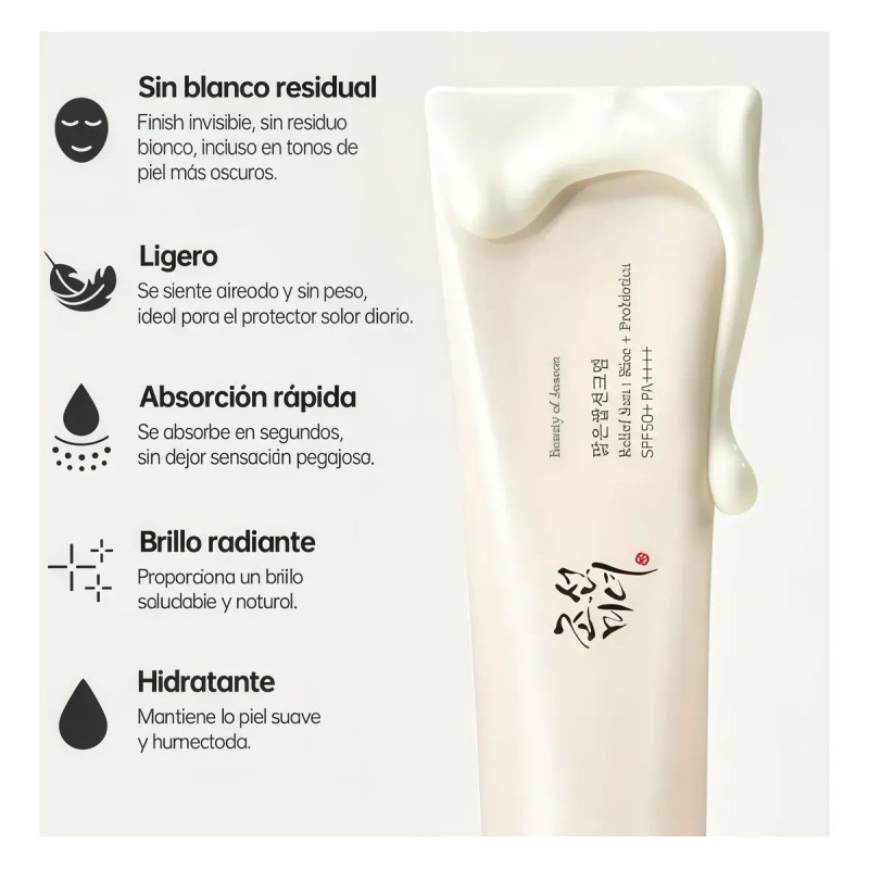 Protector Solar Coreano Ligero Arroz Spf50+ Probióticos 50ml