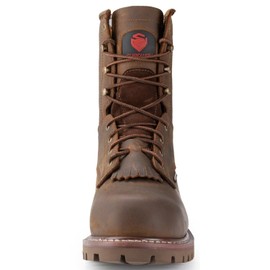 SUREWAY Men's 8" Waterproof Steel-Toe Logger Work Boot, Superior Oil/Slip Resistant,Thicker Full Grain Leather,Wedge Rubber Sole,EH Rated