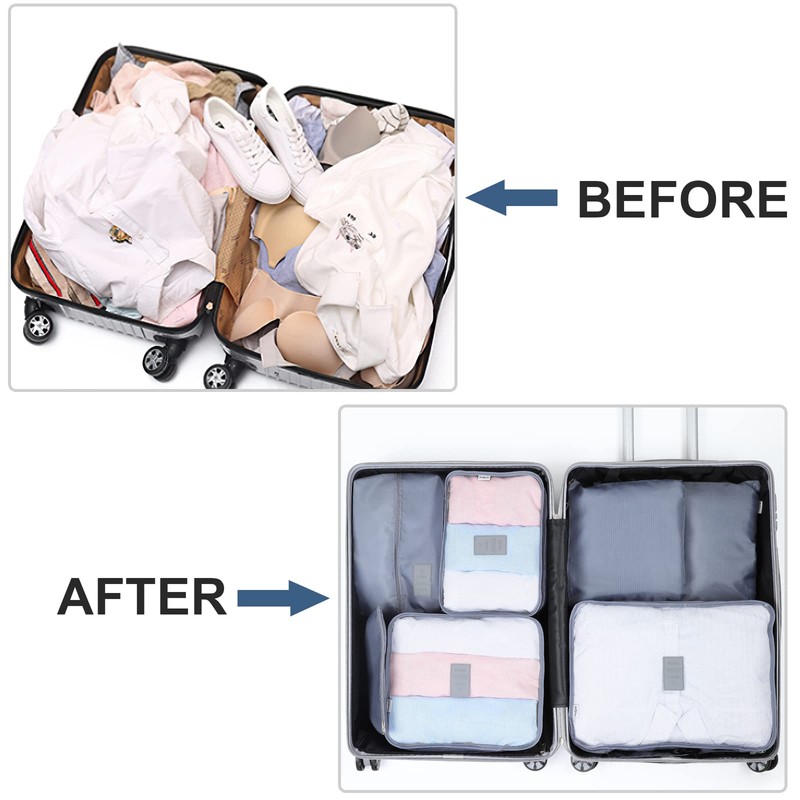 AiQInu Packing Cubes for Suitcases 7 PCS Travel Luggage Organiser