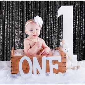 ShinyBeauty Sequin Photo Backdrop 3FTx7FT Black Glitter Background Birthday Decor Sequin Curtains Panels Party Backdrop Curtain Shower Curtain Home Decor Christmas Backdrops For Photography