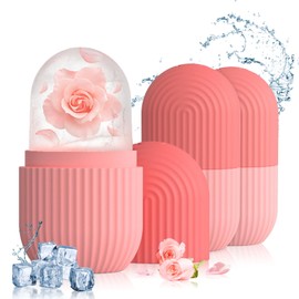 Ice Roller, Ice Roller Face Ice Cube for Anti-Wrinkles, Reduces Swelling, Improves Skin Elasticity, Contouring (Pink)