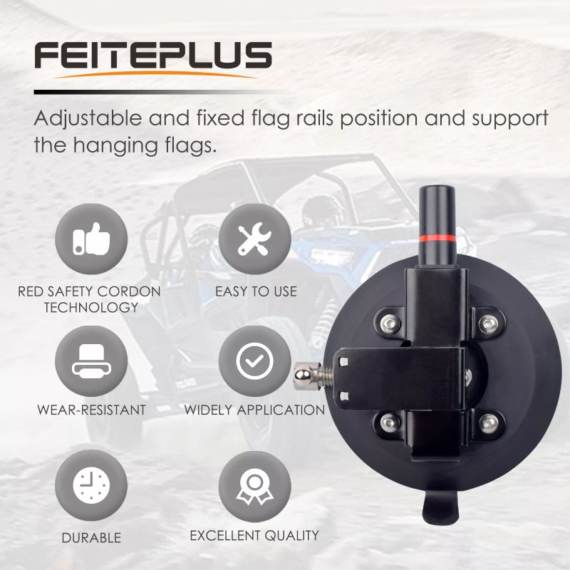 Feiteplus Universal Flagpole Holder w/ Suction Cup Kit for ATV