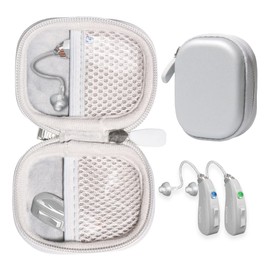 CaseSack Case for Hearing Aids compatible with EarCentic EasyCharge Rechargeable Hearing Aids also for Otofonix Elite/Encore, Banglijian, Britzgo, My Tone, LIGINN, Blaids, Lexie, Tweak (Silver)