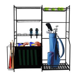 FALUSHAN Sports Equipment Storage Rack, Garage Sports Equipment Organizer, Ball Storage Rack Outdoor Sports Gear Shelf Rack for Home Gyms,Garages, Basements,Fitness Centers