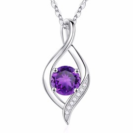 Iefil February Birthstone Amethyst Necklaces for Women - S925 Sterling Silver Infinity Pendant Necklace February Birthstone Jewelry for Women Mom Daughter Girlfriend Wife Birthday Gifts