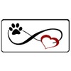 Infinity Paw Print with Red Heart Photo License Plate