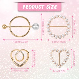 4 PCS Scarf Ring Clip, T-Shirt Ties Clips for Women Clothes Corner Knotted Button Metal Round Circle Shirt Clips Buckle (Gold)