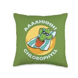 Chlorophyll Funny Souvenirs by NLTS Cactus Sunbathing AAAHHH Chlorophyll Hilarious Throw Pillow, 16x16, Multicolor