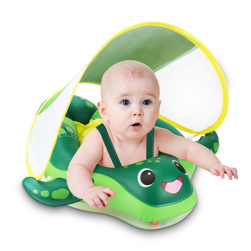 Sloosh Baby Swimming Floats with Removable Sun Canopy, Inflatable Baby