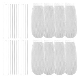 XIHIRCD 8pcs Lint Traps for Washing Machine Hose & 24pcs Cable Ties, Thick Laundry Lint Trap Washer Lint Catcher Mesh Laundry Lint Collector for Home Sink Drain System Hose Screen Filter (White)