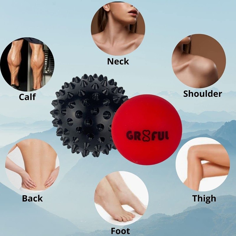 gr8ful® Lacrosse & Spiky Massage Ball Set - Fab for