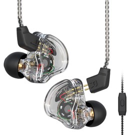 CCZ Melody In Ear Hifi-Kopfhörer 1DD 1BA Hybrid Noise Isolating In Ear Kabelgebundene Ohrhörer,Leicht,Tiefer Bass,Patentiertes Ohrstöpsel-Design mit 2-Pin-Kabel Headset (mit Mikrofon, Transparent)