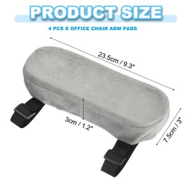 PATIKIL Office Chair Arm Pads, 4 Pcs Office Chair Arm Cover Soft Office Chair Armrest Pads Memory Foam Cotton Removable Washable for Desk Computer Gaming, Gray