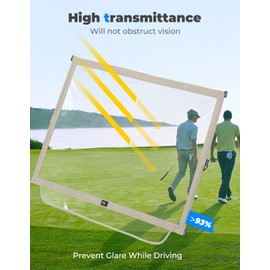 KEMIMOTO Foldable Golf Cart Windshield Compatible with EZGO RXV, Portable Lightweight PVC Golf Cart Windshield (Beige)