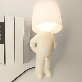 A Creative Lamp of the Little Shy Man, Funny LED Table Lamp, Romantic LED Bedside Lamp, Bedroom Lamp, Creative Night Light for Bedroom, Living Room Decoration (White)
