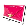 JNB Faux Patent Leather Glossy Envelope Clutch, Fuchsia, Medium