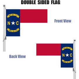 REIDFERR North Carolina Flag 3x5 Outdoor Double Sided - Heavy Duty 3Ply Polyester North Carolina State Flags Long Lasting 4 Rows Hemming NC Flag with 2 Brass Grommets 3 X 5 Ft