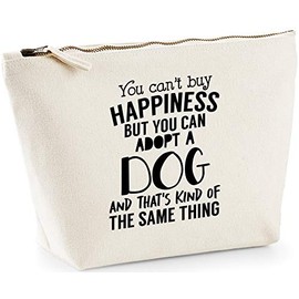 Hippowarehouse You can't buy happiness but you can adopt a dog and that's kind of the same thing printed make up cosmetic wash bag 18x19x9cm