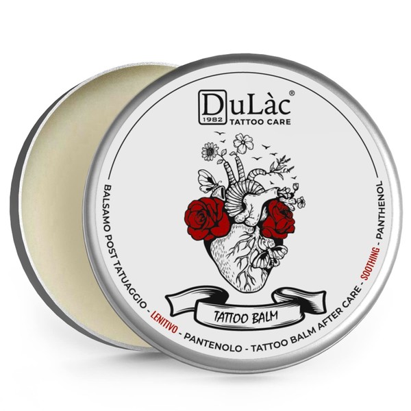 Dulàc TATTOO AFTERCARE BALM Natural Ingredients, 2.53 fl oz, High in Panthenol (5%), Beeswax, Shea Butter and Soothing Ingredients that Repair, Protect and Moisturize the Skin - Made in Italy