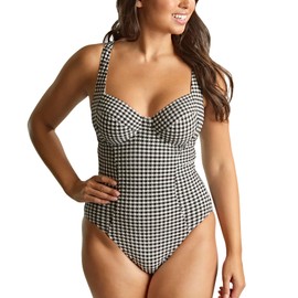 Panache Women's Paloma Gingham Swimsuit – Balcony Support, Retro Chic Style – Black Gingham, 40JJ