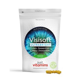 Visisoft™ UltraBright 10mg Lutein, 2mg Zeaxanthin & 10mg Meso-Zeaxanthin Macular, Eye Health + Vision Complex Eye Care Supplement with Vitamin A, Riboflavin & Zinc x60 Capsules UK Made