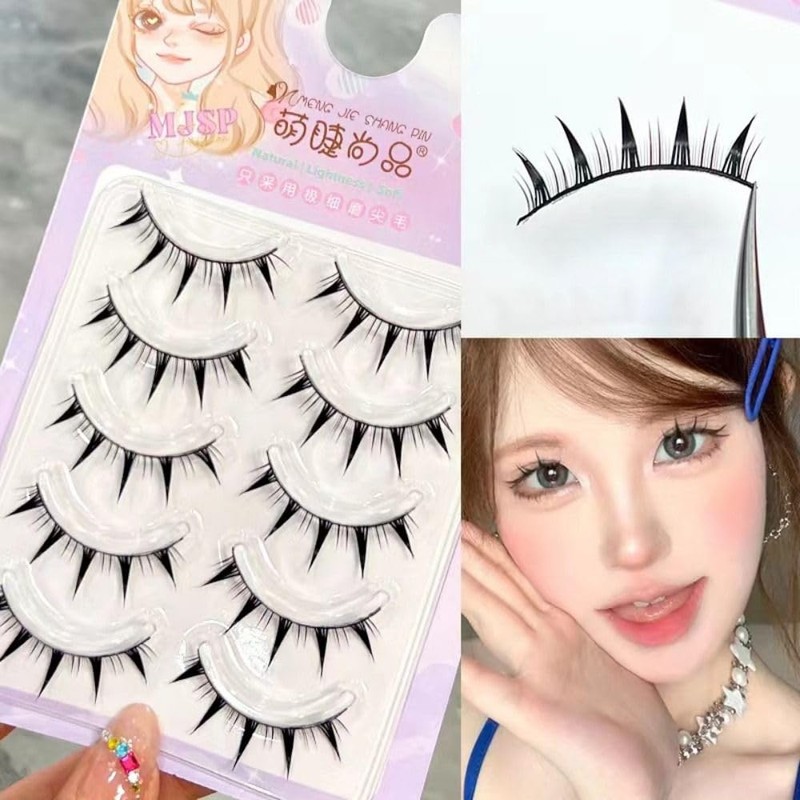5 Pairs Makeup Cartoon Eyelashes Cosplay Anime Eyelashes Black Stem