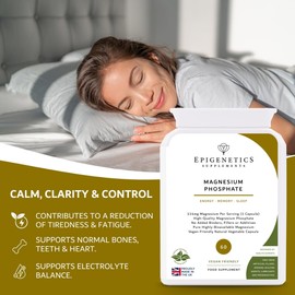 Magnesium Phosphate Supplement | Generous 2 Months Supply | 95mg Per Serving for Energy, Bones, Teeth & Muscle Function | 60 Vegan Capsules & Made in The UK.