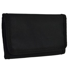 Mens Boys Girls Plain Canvas Tri-Fold Wallet Black Red Navy Handy