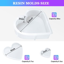 Large Heart Resin Molds, Heart Shaped Silicone Molds for Epoxy Resin, Large Resin Molds for Flower Preservation, Deep Pour Molds for Furniture Decoration, DIY Wedding Bouquets, Valentine's Day Gifts