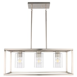 Kalium Chandeliers for Dining Room, 3 Light Dining Room Light Fixture Modern Metal Industrial Kitchen Lighting Fixtures Ceiling Easy Installation Pendant Lights for Bar Restaurant-E26 Socket, Silver